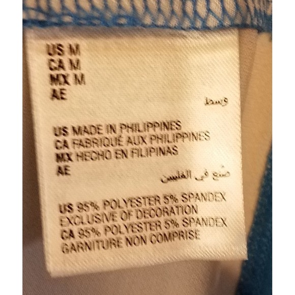 JM Collection Womens Blue Green Floral Tunic Top Med 3/4 Sleeve Stretchy - Picture 3 of 4